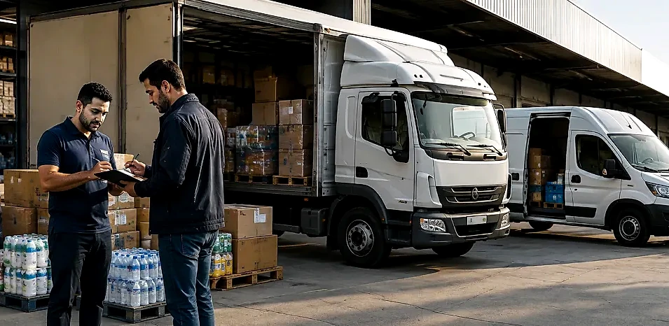 Conferência de carga na doca de uma distribuidora de bebidas