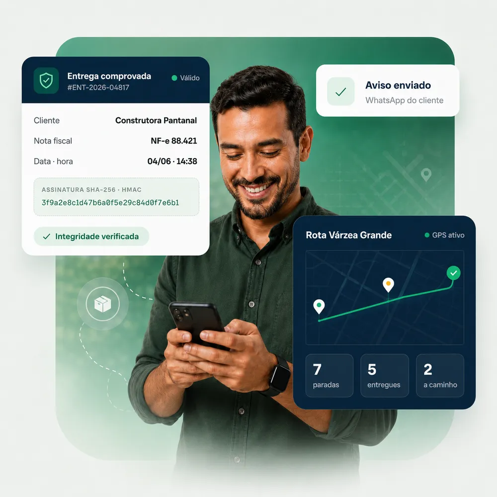 Entregador concluindo a entrega no app iEntrega